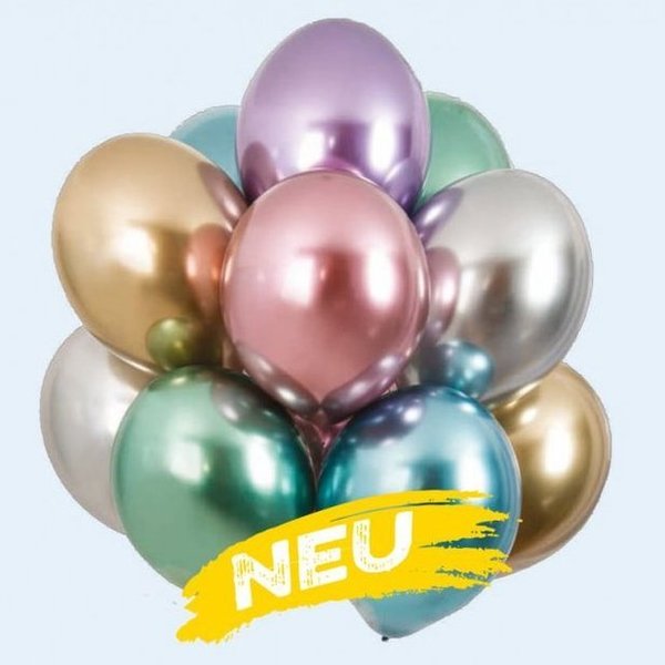 Chrome Latexballons (verpackt à 25 Ballons, 7 Farben)