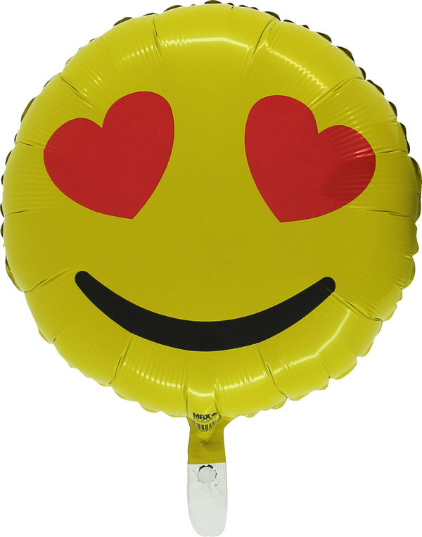 Folienballon Rund Emoji Herzaugen Love