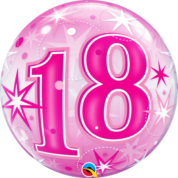 Bubbles Folienballon 18th Birthday / 18. Geburtstag Pink