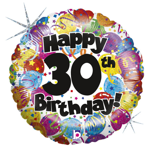 Folienballon Rund "Happy 30th Birthday!"