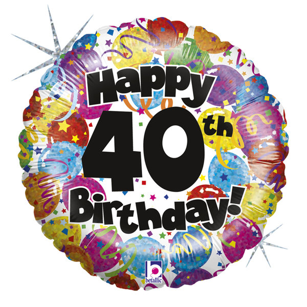 Folienballon Rund "Happy 40th Birthday!"