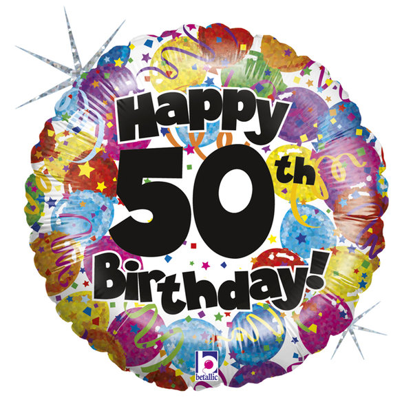 Folienballon Rund "Happy 50th Birthday!"