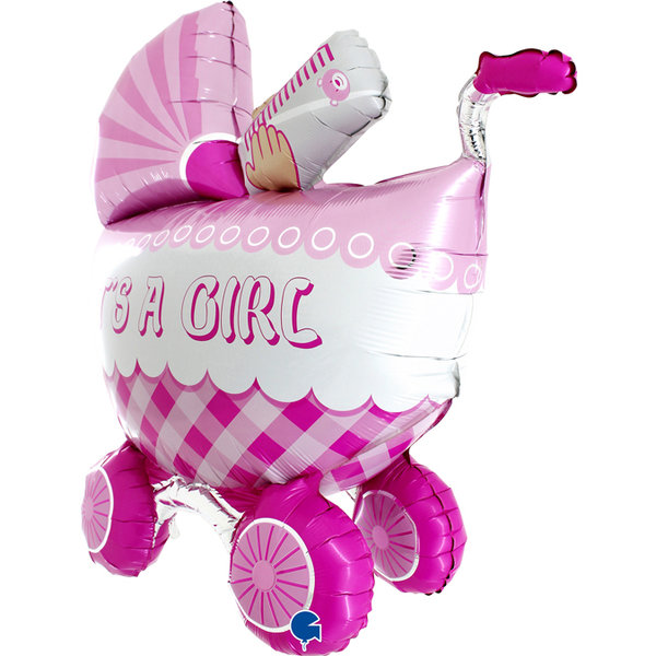 Folienballon Kinderwagen It´s a girl (ohne Heliumfüllung)