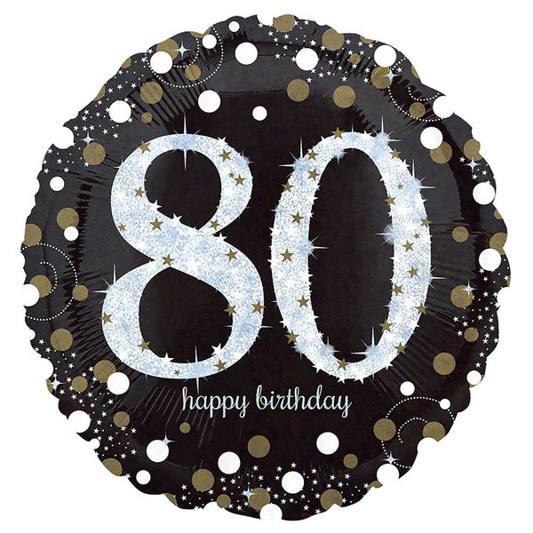 Folienballon Rund "Happy 80th Birthday!"