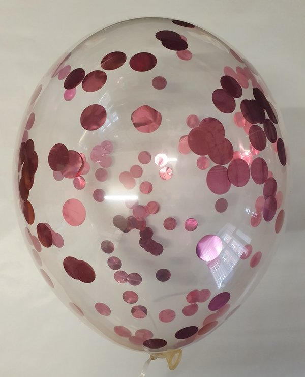 Latexballon Konfetti Ballon Ø ca. 30cm (Stück), Konfettifarbe: Pink